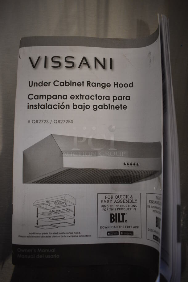 BRAND NEW SCRATCH AND DENT! Vissani QR254S Stainless Steel Under Cabinet Range Hood. 120 Volts, 1 Phase. 30x19x6 - Image 8 of 9