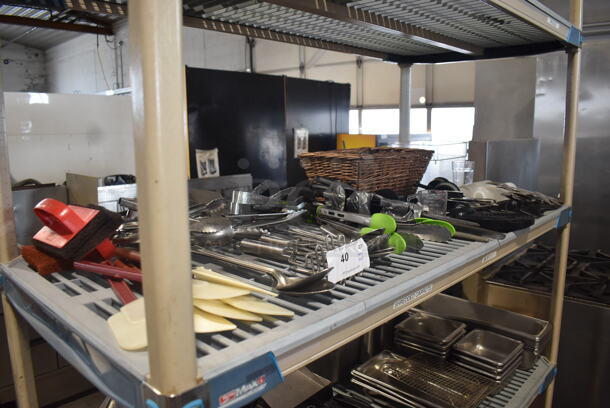 ALL ONE MONEY! Lot of Utensils Including Tongs, Silicone Spatulas, Spoons, Wicker Basket, Plastic Containers AND MORE!  - Image 2 of 5
