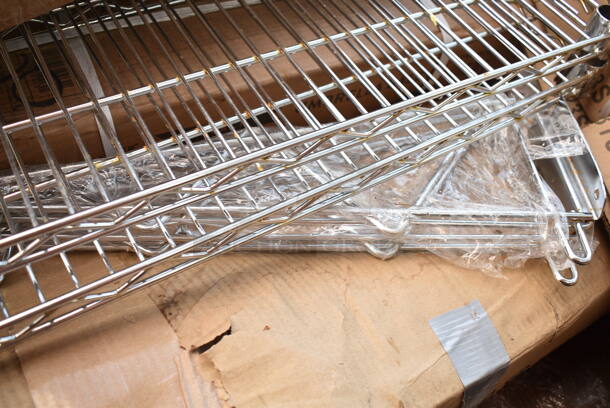 BRAND NEW SCRATCH AND DENT! Green Finish Wall Mount Storage Display Pieces, 2 Chrome Finish Racks, Chrome Bracket, Pot Rack Hooks and 2 Flat Cross Leg Feet, Cooking Performance Group 35121001Q003 Adjustable Foot for Electric Griddles, 427BASESTSQW Lancaster Table & Seating 50 lb. Square Black Steel Umbrella Base with Wheels. - Image 4 of 10