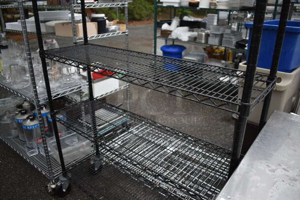 Black Finish 5 Tier Wire Shelving Unit on Commercial Casters. BUYER MUST DISMANTLE. PCI CANNOT DISMANTLE FOR SHIPPING. PLEASE CONSIDER FREIGHT CHARGES. 48x14x80 - Image 3 of 4