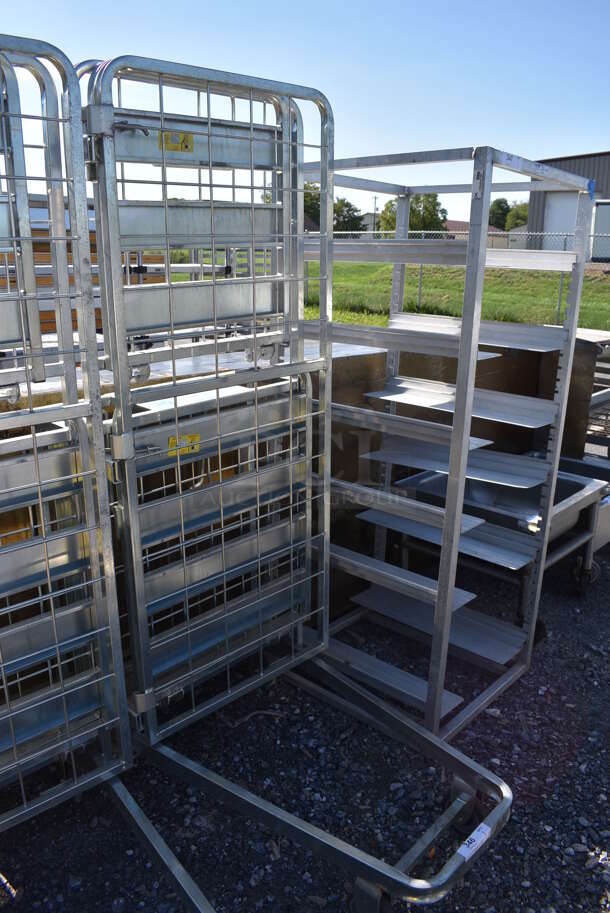 Metal Commercial Portable Collapsible Cage Cart on Commercial Casters. 27x42x69