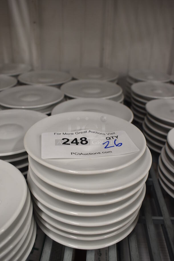 26 White Ceramic Saucers. 5.5x5.5x0.75. 26 Times Your Bid!