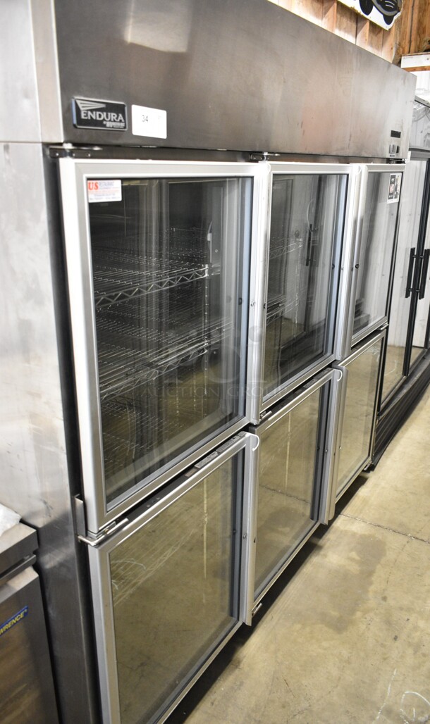 Endura MNR806SSG/0 Stainless Steel Commercial 6 Half Size Door Reach In Cooler Merchandiser w/ Metro Shelving Unit. 115 Volts, 1 Phase. Tested and Working! - Image 1 of 11
