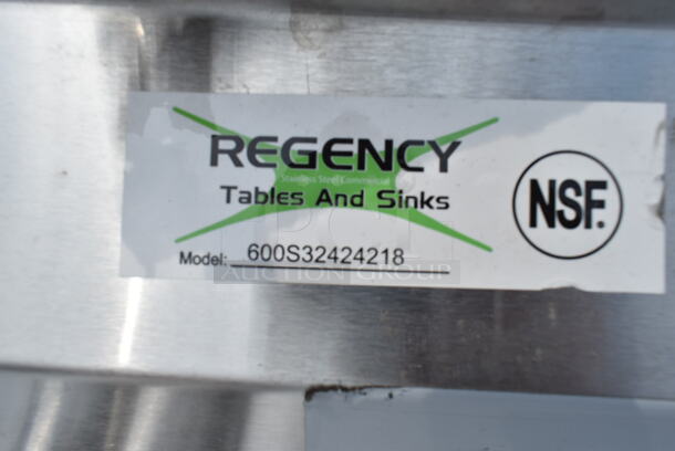 BRAND NEW SCRATCH AND DENT! Regency 600S32424218 16-Gauge Stainless Steel Three Compartment Commercial Sink with 2 Drainboards - 24" x 24" x 14" Bowls. No Legs.  - Image 4 of 4
