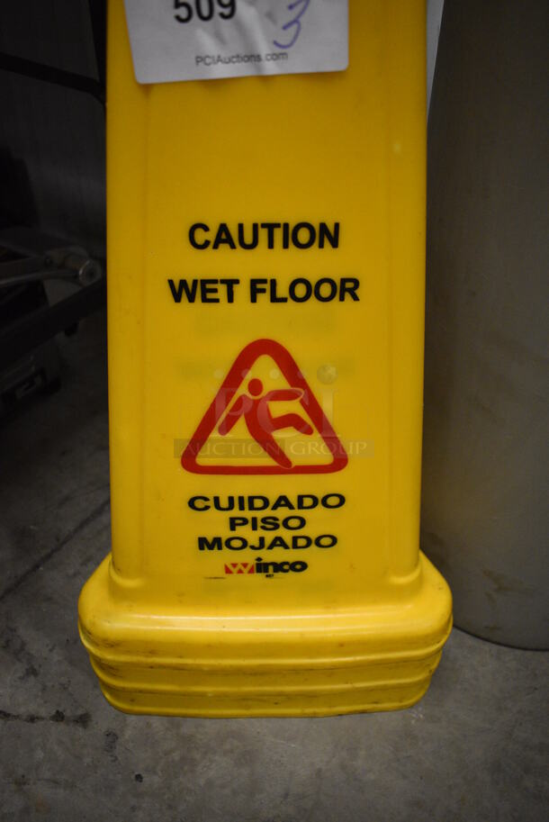 3 Yellow Poly Wet Floor Caution Cones. 13x13x27. 3 Times Your Bid! - Image 3 of 3