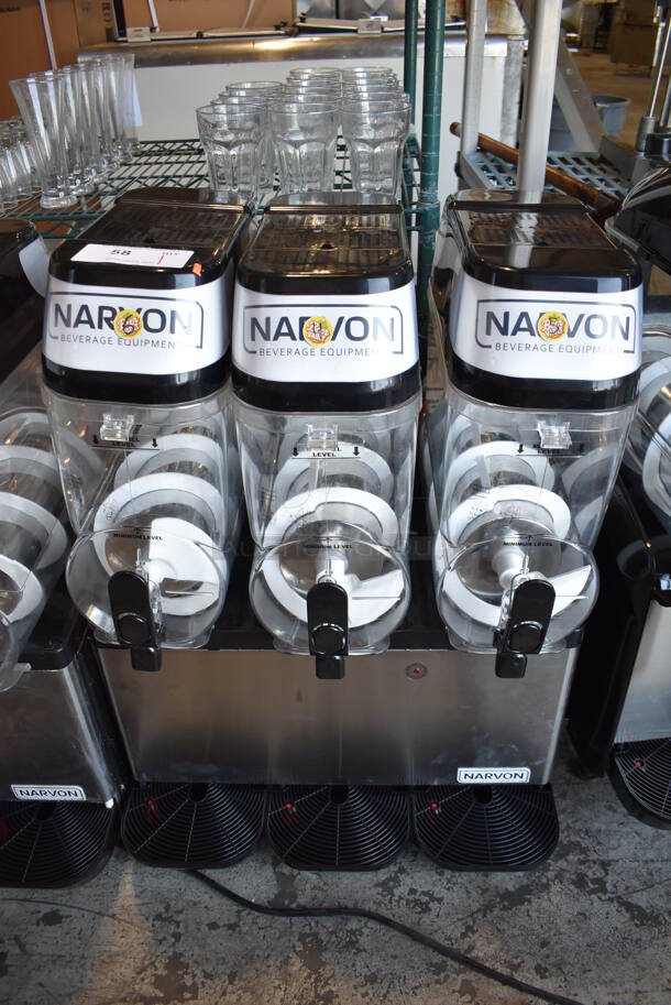 BRAND NEW! Narvon Stainless Steel Commercial Countertop 3 Hopper Slushie Machine. 23x21x34. Tested and Working!