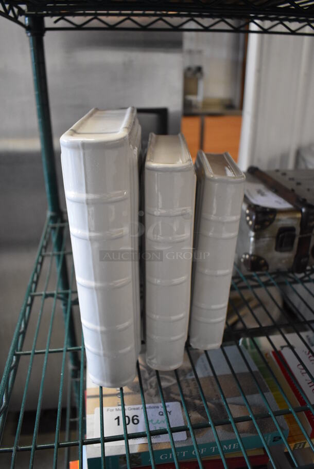 ALL ONE MONEY! Lot of 3 White Ceramic Fake Books. 5x2x8, 6x2x9, 7x2.5x10 - Image 2 of 5