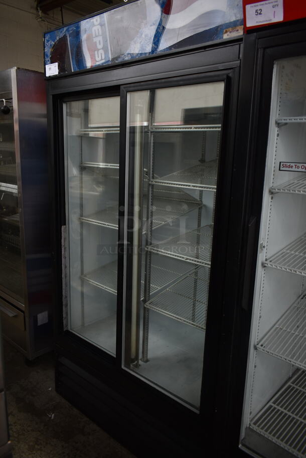 Beverage Air MT38 Metal Commercial 2 Door Reach In Cooler Merchandiser w/ Poly Coated Racks. 115 Volts, 1 Phase. Tested and Powers On But Does Not Get Cold
