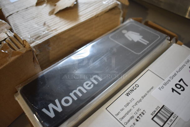 12 BRAND NEW IN BOX! Winco SGN-312 Women Bathroom Signs. 9x3. 12 Times Your Bid! - Image 2 of 3