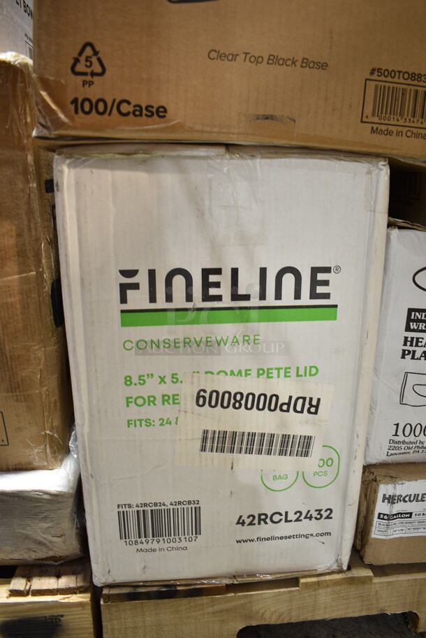 PALLET LOT of 29 BRAND NEW Boxes Including 2 Box Avantco 177FRYGUARD 18 Gauge Stainless Steel Splash Guard for FF and EF Series - 20 1/2" x 18", 2 Box 129MCR16B Choice 16 oz. Black 6 1/4" Round Microwavable Heavy Weight Container with Lid - 150/Case, 128HD16COMBO OneUp by Choice Kraft 2-Ply Wide Interfold 6 1/2" x 8 1/2" Dispenser Napkin - 6000/Case, 500TO883C3 Choice 8" x 8" x 3" Microwaveable 3-Compartment Black / Clear Plastic Hinged Container - 100/Case, 2 Box 500TO993 Choice 9" x 9" x 3" Microwavable 1-Compartment Black / Clear Plastic Hinged Container - 100/Case, 21480CWCCL Cambro 80CWC135 Camwear 1/8 Size Clear Polycarbonate Flat Lid, 2 Box 760SOUP8KFT EcoChoice 8 oz. Kraft Paper Food Cup with Vented Lid - 250/Case, 2 Box 50020C Choice 20 oz. Coffee Print Poly Paper Hot Cup - 600/Case, 3 Box 5014455HVY Lavex Hercules 56 Gallon 2 Mil 44" x 55" Low Density Heavy-Duty BlackCan Liner / Trash Bag - 50/Case, 130HCUTKWR Visions Individually Wrapped White Heavy Weight Plastic Knife - 1000/Case, Fineline 42RCL2432 Conserveware PETE Dome Lid for 24/32 oz. Rectangular Bowls - 300/Case, 130WSPOON Choice Medium Weight White Plastic Teaspoon - 1000/Case, 760BB12 Carnival King 12 oz. Clear Plastic Banana Split Boat - 500/Case, Bar Height Stool. 29 Times Your Bid! - Image 11 of 12