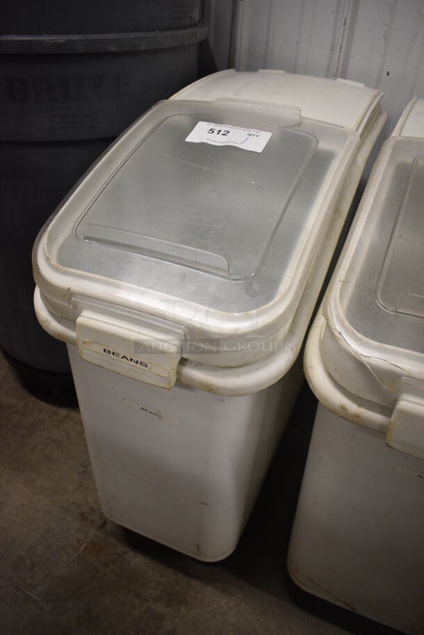 White Poly Ingredient Bin w/ Clear Lid on Commercial Casters. 13x30x29 - Image 2 of 3