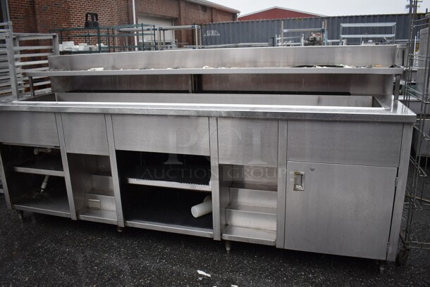 Stainless Steel Trough w/ Over Shelf and Under Shelves. 120x31x55 