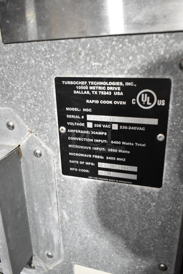 Turbochef NGC Stainless Steel Commercial Countertop Electric Powered Rapid Cook Oven. 208-240 Volts, 1 Phase.  - Image 5 of 6