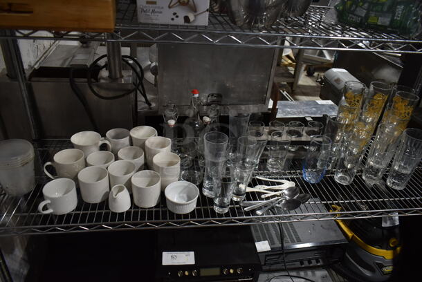ALL ONE MONEY! Tier Lot of Various Items Including Ceramic Mugs and Beverage Glasses