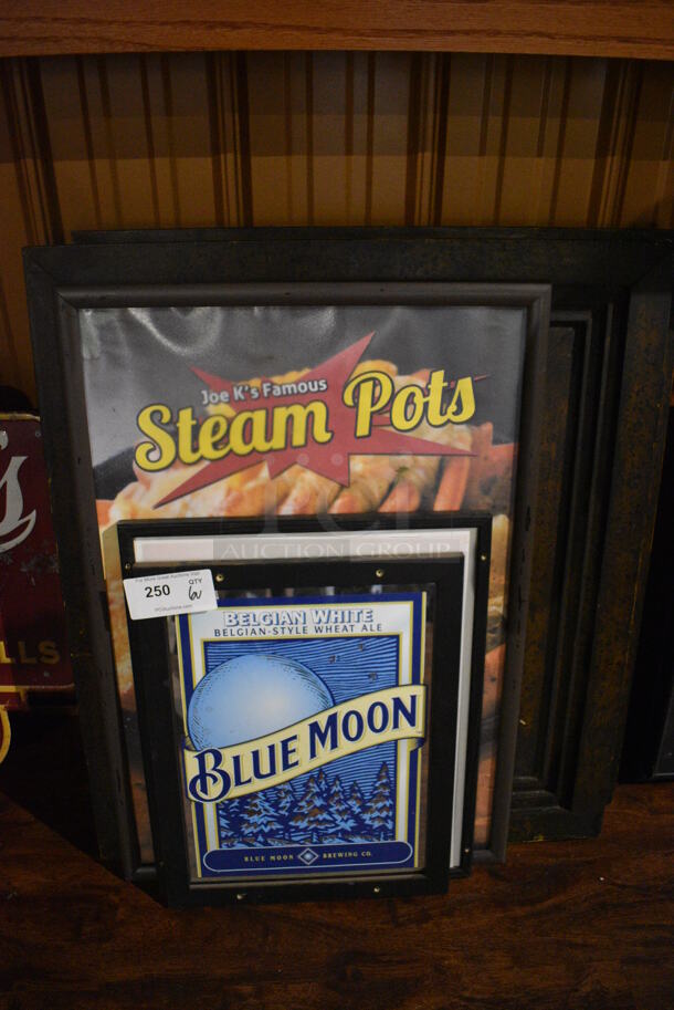 6 Various Pictures Including Blue Moon, Joe K's Steam Pots and Flowers. Includes 28x2x32.5. 6 Times Your Bid! (bar) - Image 1 of 7