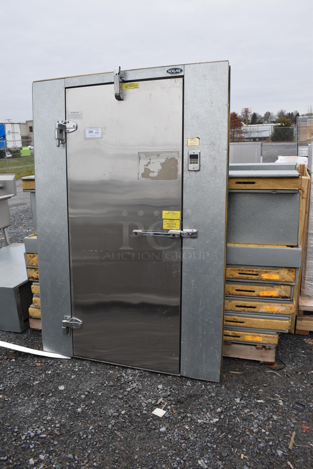 Norlake 6'X6'X6.5' SELF CONTAINED Walk In Cooler Box w/ Stainless Steel Door, Floor, Norlake CPB075DC-A Condenser and Copeland Compressor. 208-230 Volts, 1 Phase.
