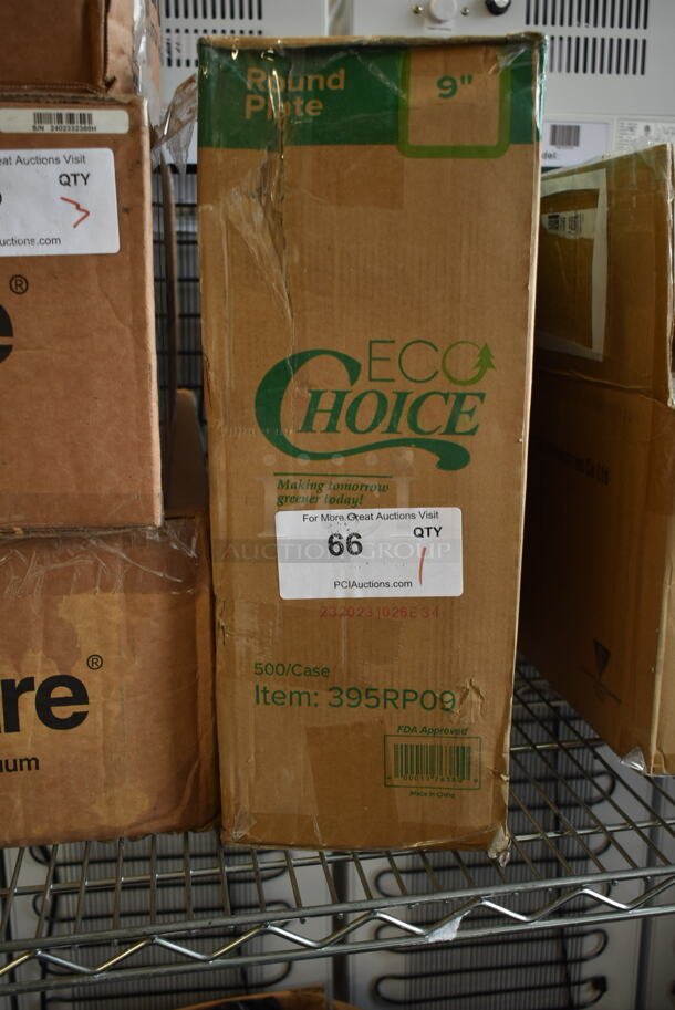 BRAND NEW IN BOX! Choice Eco 395RP09 EcoChoice Compostable Sugarcane / Bagasse 9" Plate - 500/Case - Image 2 of 4
