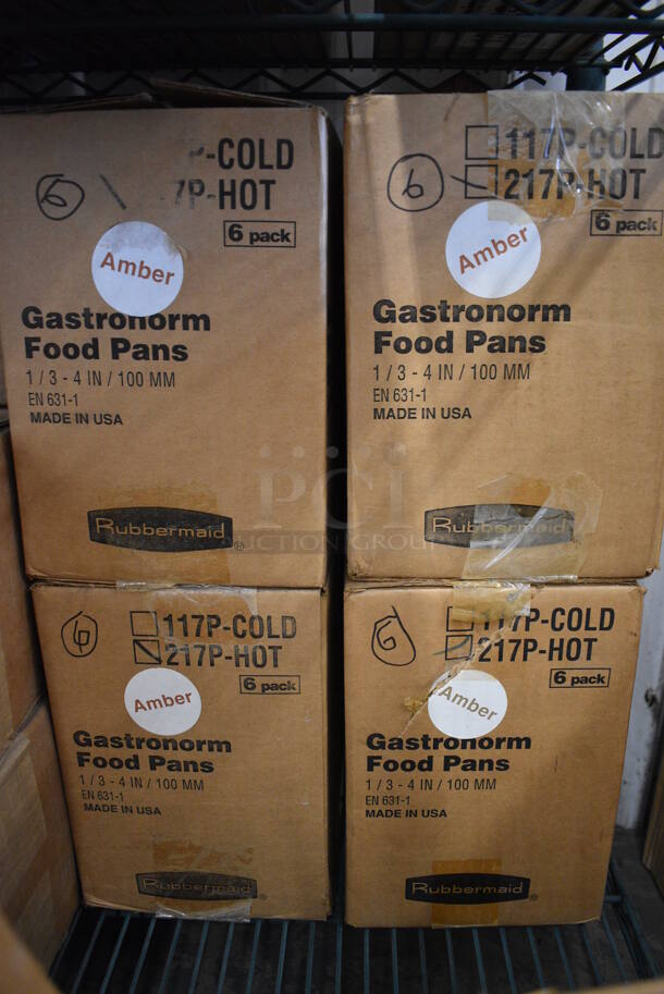 ALL ONE MONEY! Lot of 29 BRAND NEW IN BOX! Cambro Amber Colored 1/3 Size Drop In Bins. 1/3x4 - Image 3 of 3