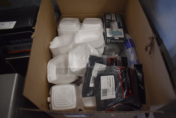 ALL ONE MONEY! Lot of Styrofoam To Go Containers, Menu Covers and Aprons - Image 2 of 4