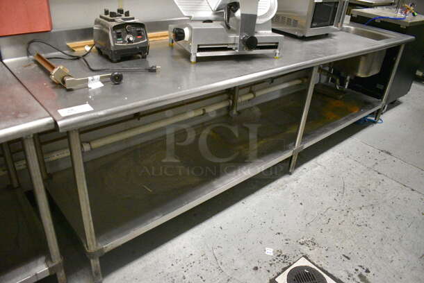 Eagle Stainless Steel Commercial Table w/ Sink Basin, Faucet, Handles, Back Splash, 2 Drawers, Undershelf and Mounted Commercial Can Opener. 120x30x39. Bay 16x19x13. BUYER MUST REMOVE. (kitchen) - Image 1 of 6