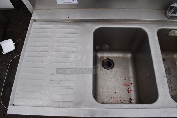 SupremeMetal Stainless Steel Commercial 3 Bay Sink w/ Dual Drain Boards, Faucet and Handles. 59x21x34. Bays 10x14x9. Drain Boards 9x16x1 - Image 3 of 6