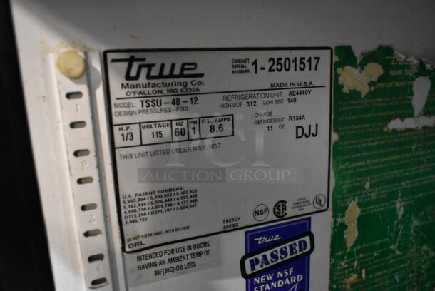 True TSSU-48-12 Stainless Steel Commercial Sandwich Salad Prep Table Bain Marie Mega Top on Commercial Casters. 115 Volts, 1 Phase. Tested and Powers On But Does Not Get Cold
 - Image 7 of 7