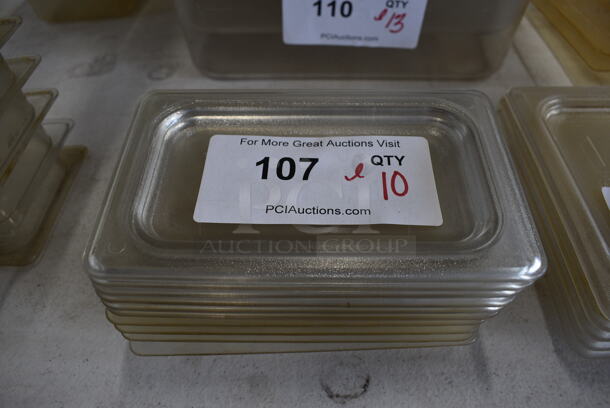 ALL ONE MONEY! Lot of 10 Clear Poly 1/9 Size Drop In Bin Lids! - Image 1 of 2