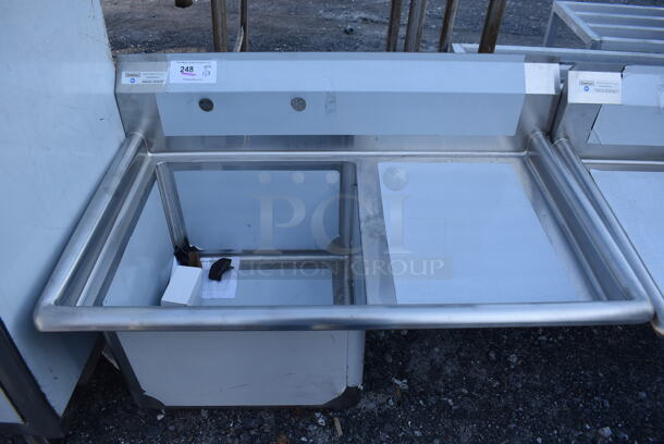 BRAND NEW SCRATCH AND DENT! Steelton 522CS1181818RT Stainless Steel Commercial Single Bay Sink w/ Right Side Drain Board. No Legs. 39x24x23. Bay 18x18x12. Drain Board 16x20x1