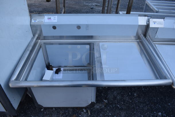 BRAND NEW SCRATCH AND DENT! Steelton 522CS1181818RT Stainless Steel Commercial Single Bay Sink w/ Right Side Drain Board. No Legs. 39x24x23. Bay 18x18x12. Drain Board 16x20x1 - Image 1 of 5
