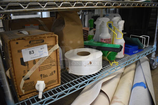ALL ONE MONEY! Lot of Various Items Including Toilet Paper Roll, Cleaner and Broom Head!