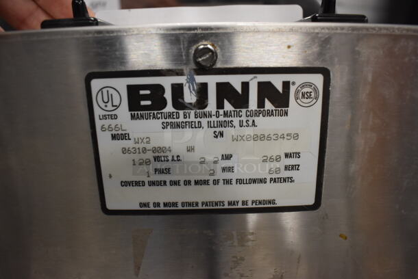 Bunn WX2 Stainless Steel Commercial Countertop 2 Burner Coffee Pot Warmer. 120 Volts, 1 Phase. 14x7x2.5. Tested and Working! - Image 5 of 5