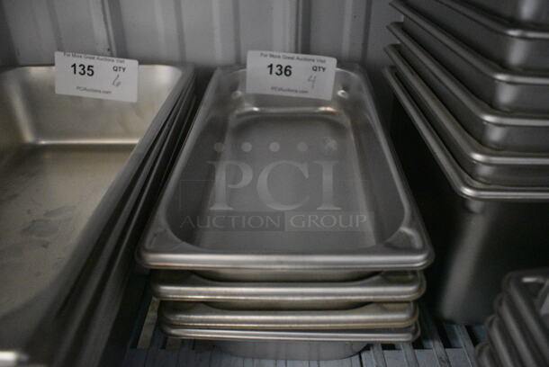 4 Stainless Steel 1/3 Size Drop In Bins. 1/3x2.5. 4 Times Your Bid!