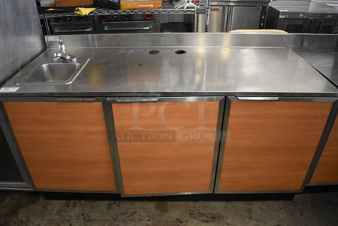 Duke Model SUBP-72M Stainless Steel Commercial Counter w/ 3 Wood Pattern Doors. 72x30x40