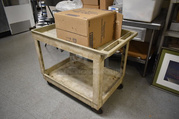 Tan Poly 2 Tier Cart on Commercial Casters. (dish room) - Image 2 of 4