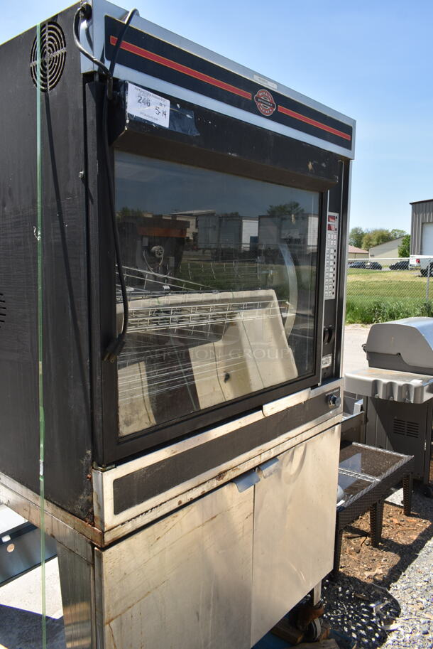 Cleveland BMR-32 Stainless Steel Commercial Natural Gas Powered Rotisserie Oven w/ Skewers on 2 Door Cabinet. 45,000-60,000 BTU.