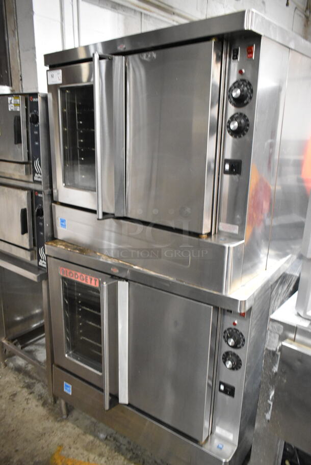 2 Blodgett SCE/AA Stainless Steel Commercial Electric Powered Full Size Convection Ovens w/ Solid Door, View Through Door, Metal Oven Racks and Thermostatic Controls. 208-230 Volts.  2 Times Your Bid! - Item #1110922