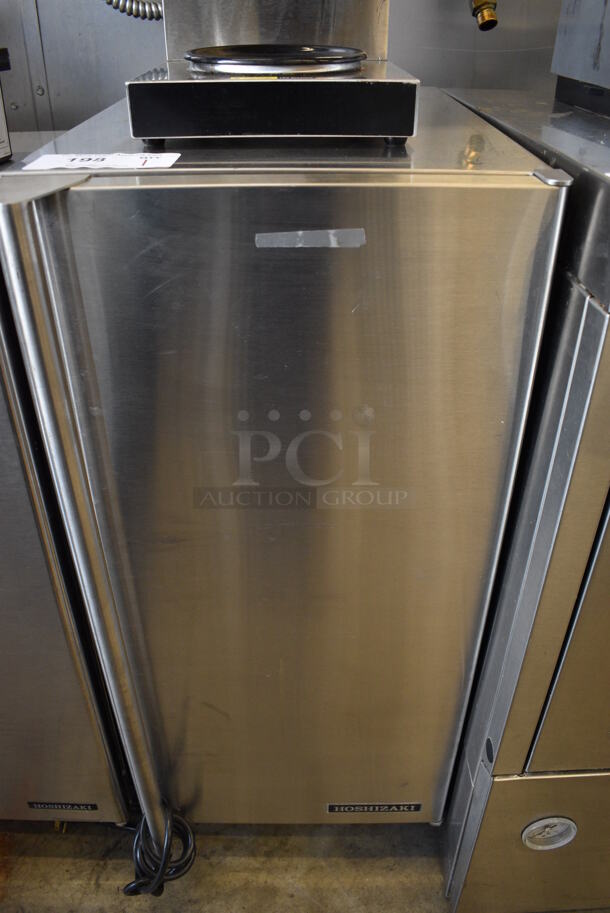 2012 Hoshizaki AM-50BAJ Stainless Steel Commercial Self Contained Slim Line Ice Machine. 115-120 Volts, 1 Phase. 15x23x34