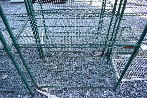 Eagle Green Finish 4 Tier Wire Shelving Unit. BUYER MUST DISMANTLE. PCI CANNOT DISMANTLE FOR SHIPPING. PLEASE CONSIDER FREIGHT CHARGES. 36x18x74 - Image 3 of 4