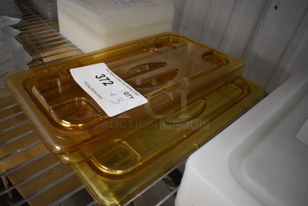 ALL ONE MONEY! Lot of 3 Amber Colored Poly 1/3 Size Drop In Bin Lids! - Image 2 of 2