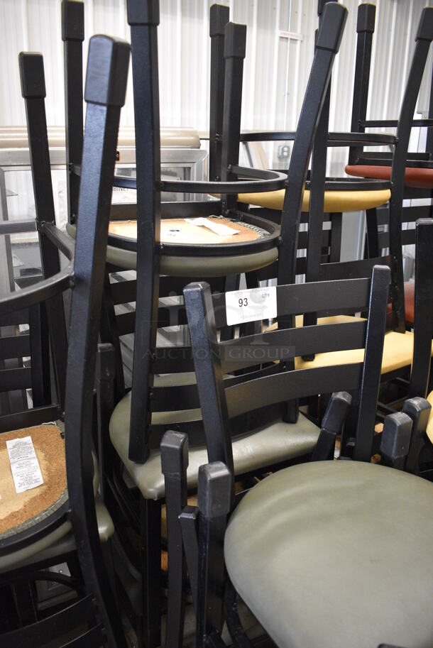 4 Black Metal Dining Height Chairs w/ Green Seat Cushions. Stock Picture - Cosmetic Condition May Vary. 17x16x32. 4 Times Your Bid! - Image 3 of 3