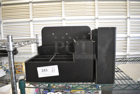 ALL ONE MONEY! Lot of 2 Black Poly Countertop Bins! 16x15x12, 17.5x4x11