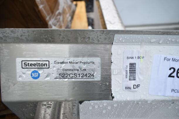 BRAND NEW SCRATCH AND DENT! Steelton 522CS12424  29 1/2" 18-Gauge Stainless Steel One Compartment Commercial Sink without Drainboard - 24" x 24" x 12" Bowl - Image 7 of 7