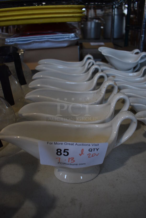 ALL ONE MONEY! Lot of 20 Various White Ceramic Gravy Boats. 7x2.5x4, 9x3.5x5 - Image 3 of 4