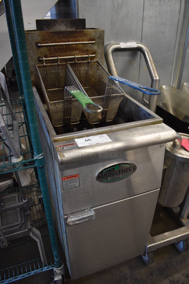 2021 Mainstreet 541FF40N Stainless Steel Commercial Floor Style Natural Gas Powered Deep Fat Fryer w/ 2 Metal Fry Baskets. 16x30x49 - Image 3 of 6