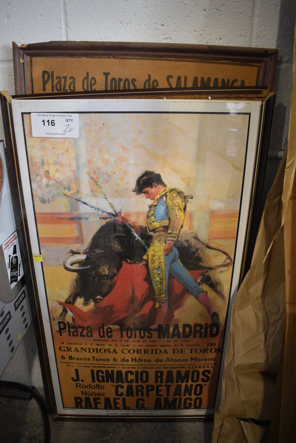2 Various Pictures of Bull Fighter. Includes 22.5x1x43.5. 2 Times Your Bid!
