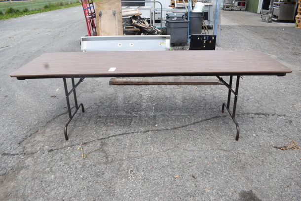 Wood Colored Folding Table w/ Metal Legs - Image 1 of 3