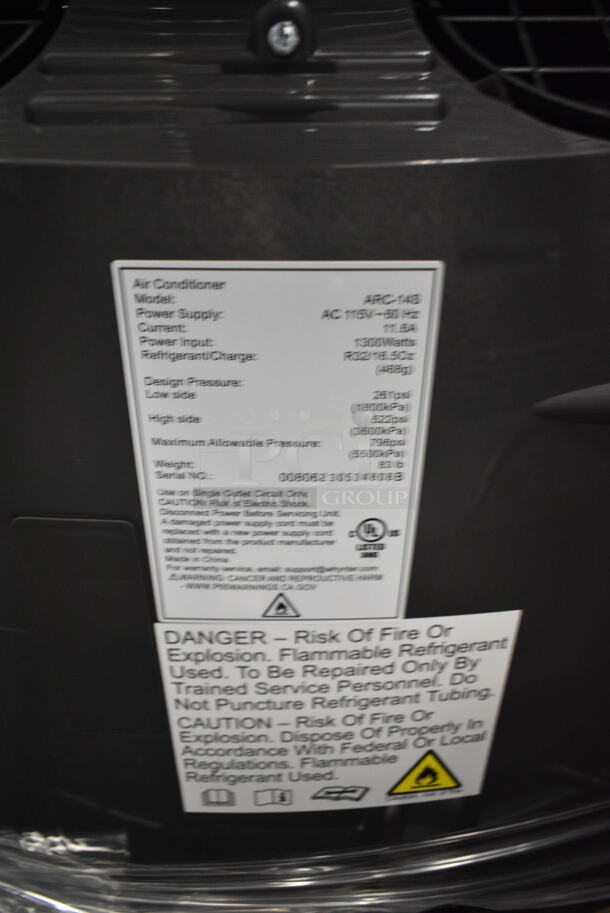 BRAND NEW SCRATCH AND DENT!	BRAND NEW SCRATCH AND DENT! Whynter ARC-14SH Portable Air Conditioner w/ Dehumidifier, Heat and Original Accessories. 14,000 BTU. 115 Volts, 1 Phase. Tested and Working! Portable Air Conditioner w/ Dehumidifier, Heat and Original Accessories. 14,000 BTU. 115 Volts, 1 Phase. Tested and Working! - Image 7 of 7