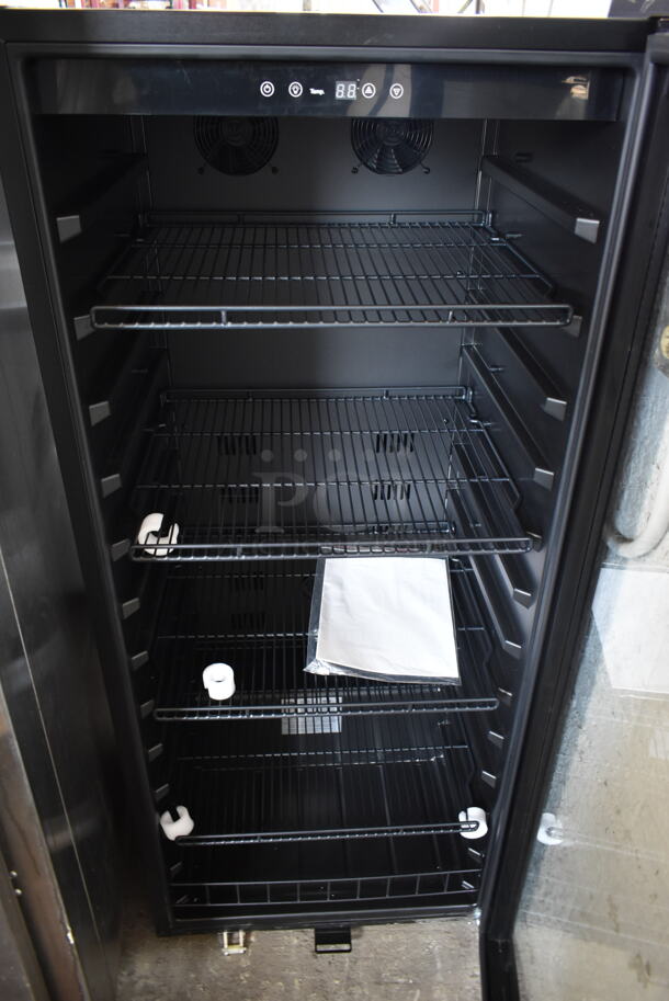 BRAND NEW SCRATCH AND DENT! Whynter FWC-1201BB Metal Commercial Single Door Reach In 124 Bottle Capacity Wine Chiller Cooler Merchandiser. Stock Picture Used as Gallery. 120 Volts, 1 Phase. Tested and Working! - Image 4 of 7