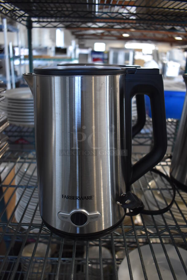 2 Farberware FW12SS100024405 Stainless Steel Electric Kettles. 120 Volts, 1 Phase. 9x6x10.5. 2 Times Your Bid!