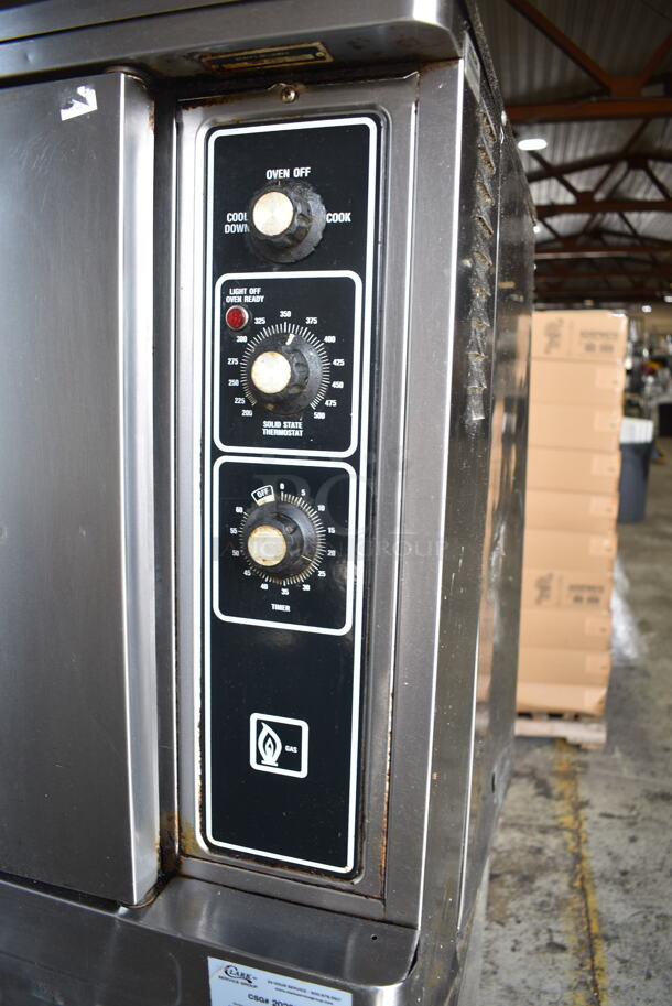 Blodgett Stainless Steel Commercial Natural Gas Powered Half Size Convection Oven w/ View Through Door, Metal Oven Racks, Thermostatic Controls and Equipment Stand on Commercial Casters.  - Image 4 of 6